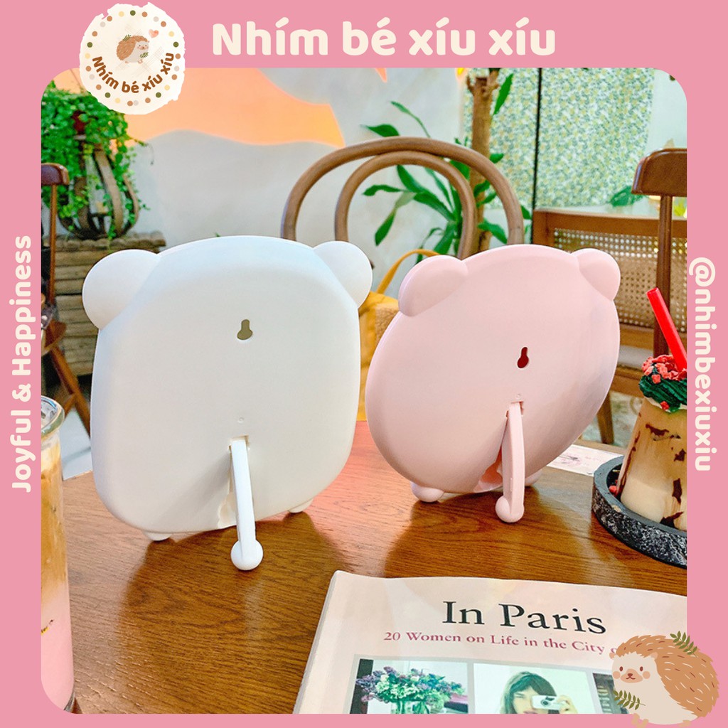 Gương để bàn/treo tường tai gấu nhựa ABS siêu cute VT120