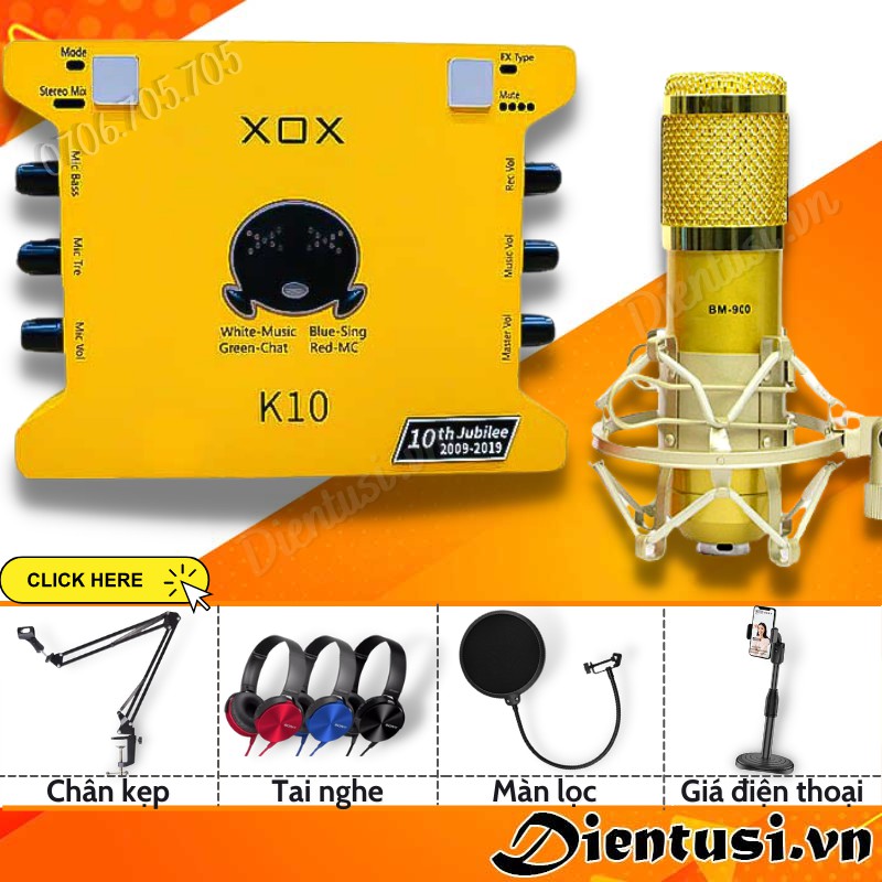 Sound card XOX K10 10th Bản 2020 Và Micro BM900