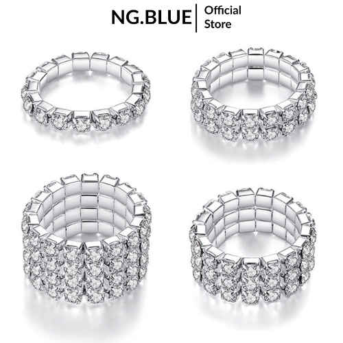 Nhẫn nam nữ titan đính đá lấp lánh không gỉ thời trang đẹp phong cách Hàn Quốc N12