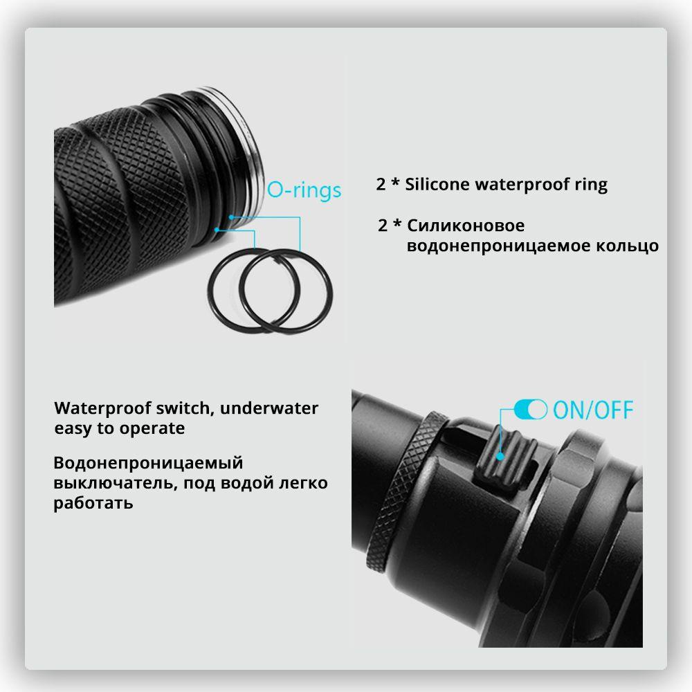 MUVAKO Đèn Pin LED L2 Siêu Sáng Chuyên Dụng Cho Hoạt Động Lặn Dưới Nước