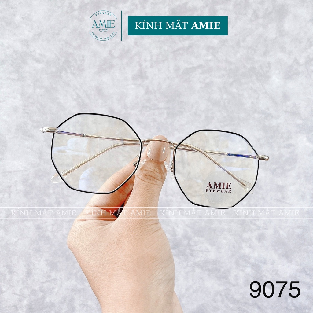 Gọng kính cận nữ AMIE Eyewear mắt đa giác gọng kim loại thời trang đơn giản 9075
