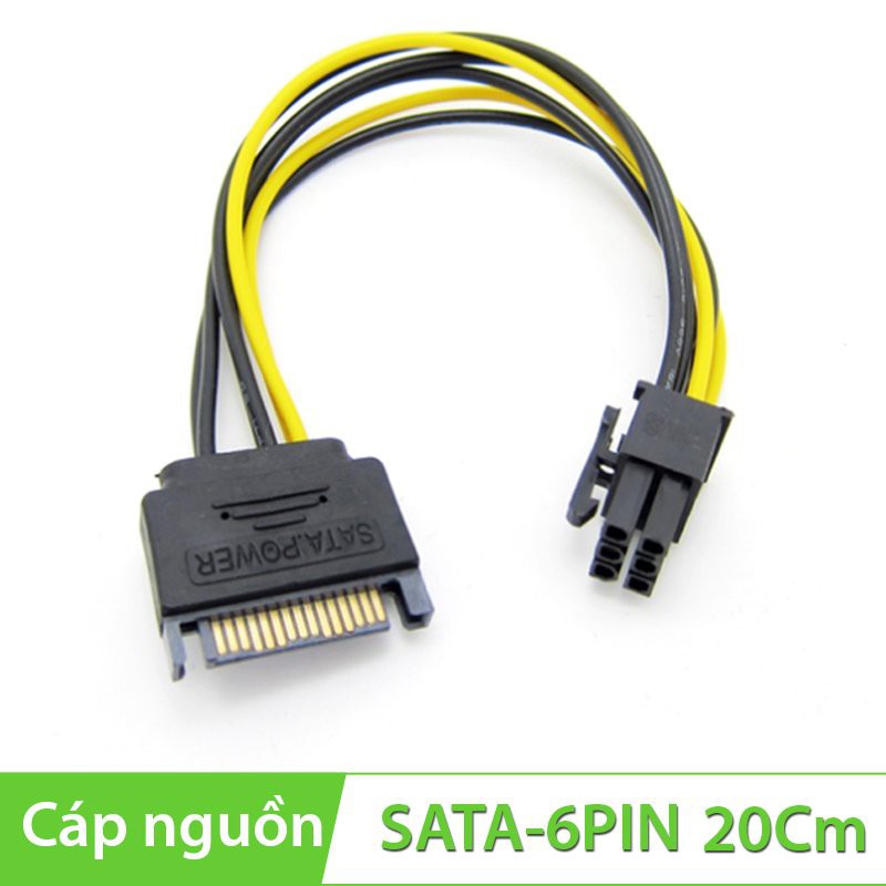 Dây Cáp Chuyển Đổi Nguồn Từ SATA Sang 6 pin PCI Dùng Cho Card Màn Hình Đồ Họa