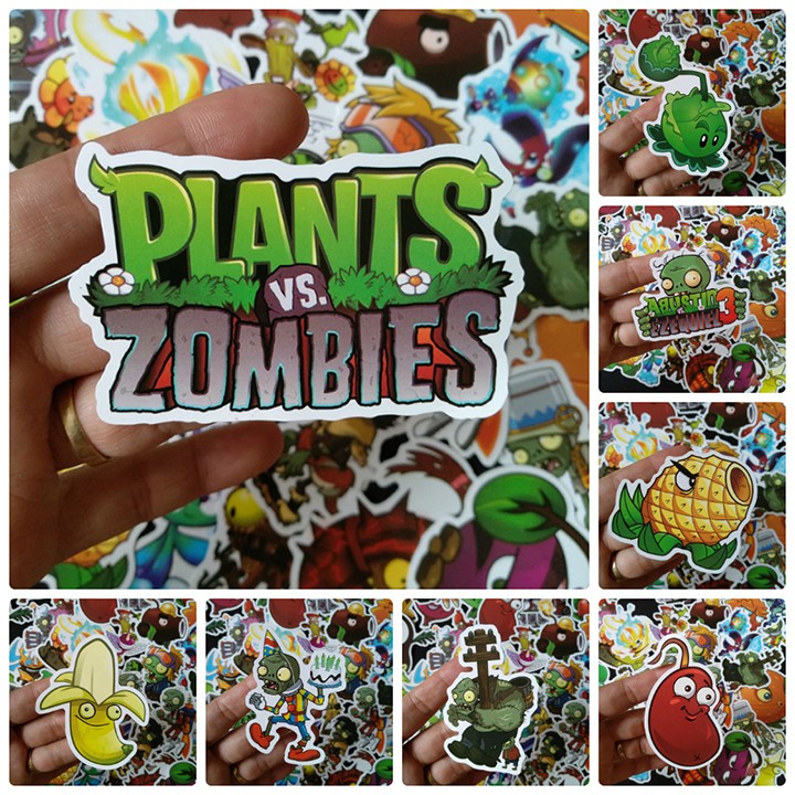 Bộ Sticker dán cao cấp chủ đề PLANTS VS ZOMBIES - Dùng dán Xe, dán mũ bảo hiểm, dán Laptop...