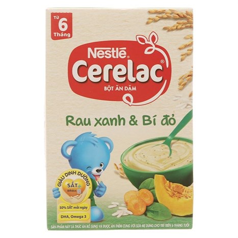 Bột ăn dặm Nestlé Cerelac rau xanh và bí đỏ hộp 200g (từ 6 tháng)