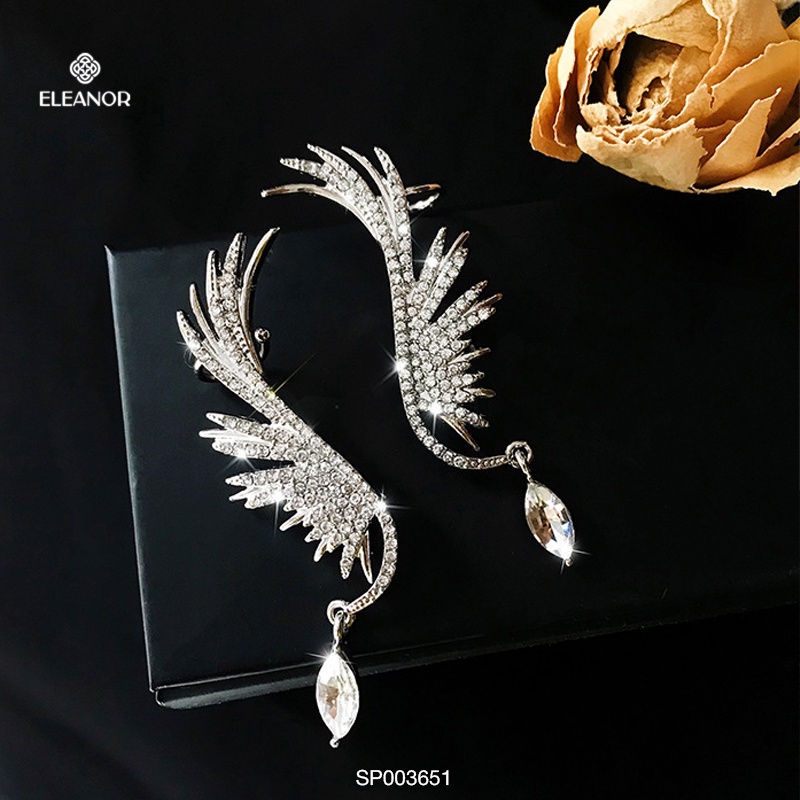 Bông tai nữ Eleanor Accessories đính đá hình cánh chim phụ kiện trang sang chảnh sành điệu
