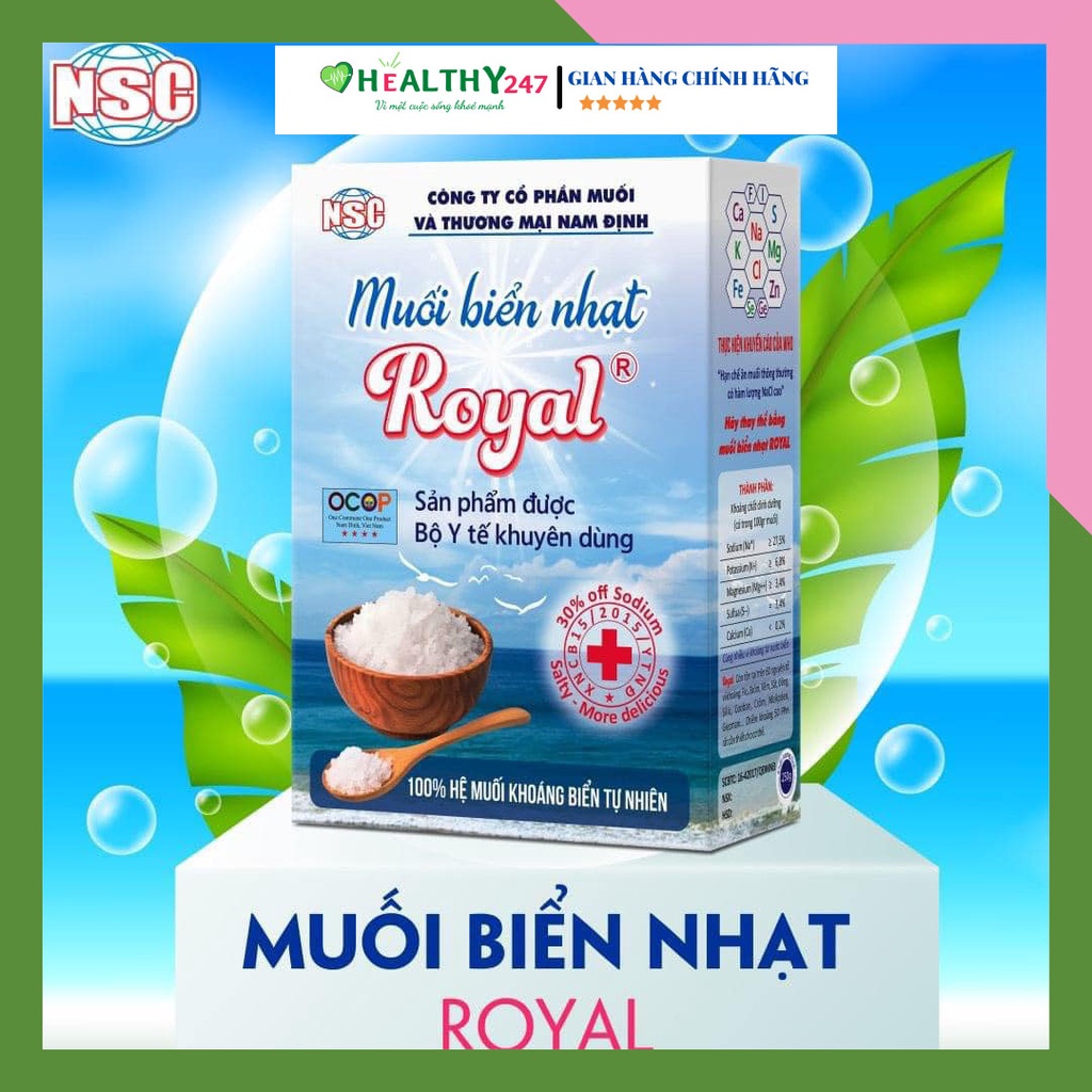 Combo 2 hộp Muối biển nhạt Royal muối Nam Định tốt cho sức khỏe người tiểu đường nên dùng Healthy247