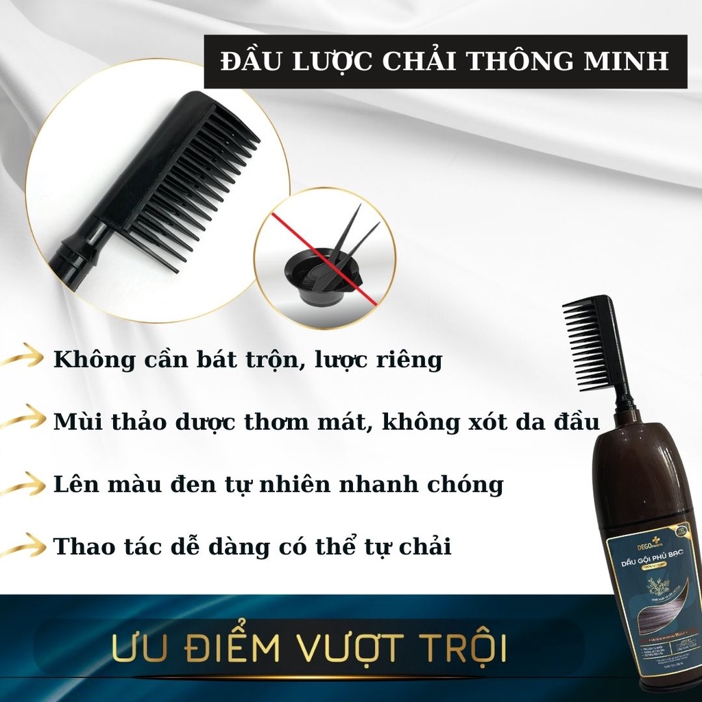 Dầu Gội Phủ Bạc DEGO PHARMA 200ml - Nhuộm Đen Tóc Tự Nhiên Tại Nhà