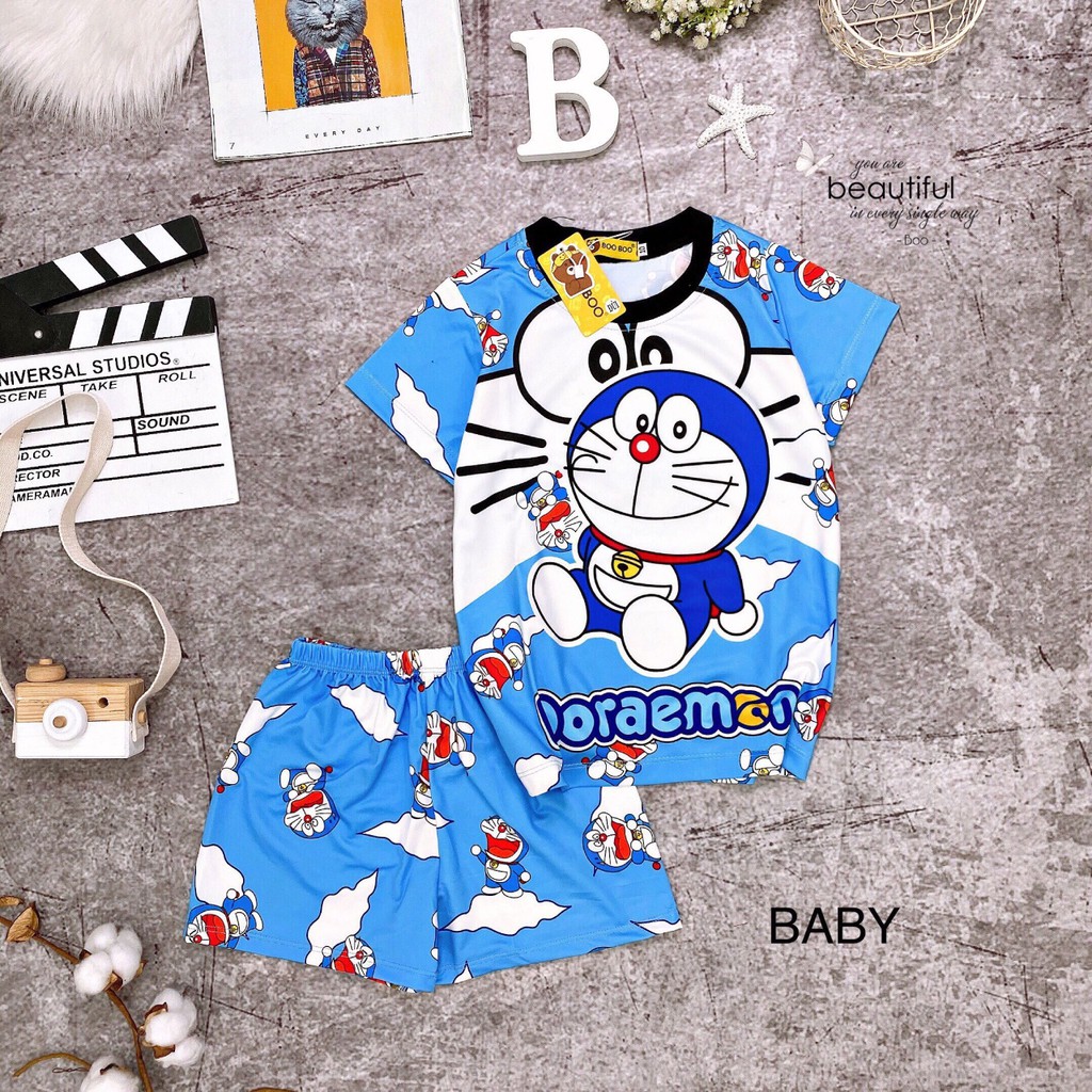 Set đồ bộ pijama 3D đùi BABY hình thú dễ thương Boo Boo size 15kg - 33kg