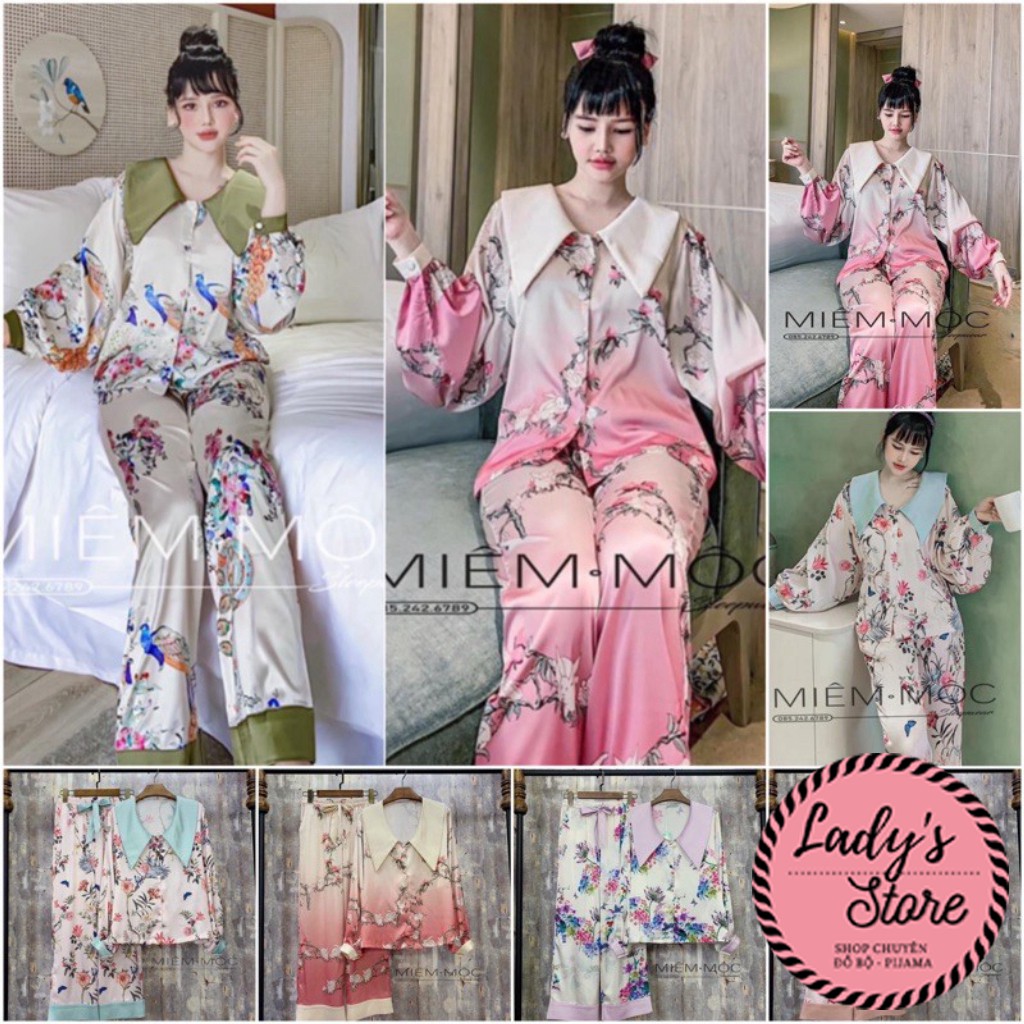 Đồ Bộ Pijama☘️Bộ Lụa Tay Dài☘️Chất liệu mát lịm 🌸[HÀNG ĐẸP CHUẨN]