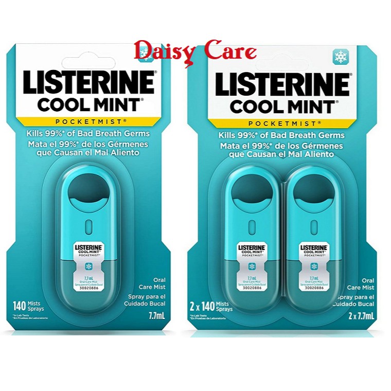 [Hàng Mỹ] Xịt thơm miệng diệt khuẩn 99% Listerine Cool Mint / Freshburst Pocketmist