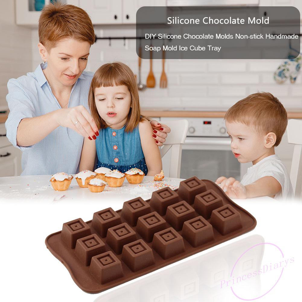 Khay silicon thiết kế hình chocolate chất liệu chống dính thích hợp làm khay đá hoặc khay đổ bánh xà phòng DIY