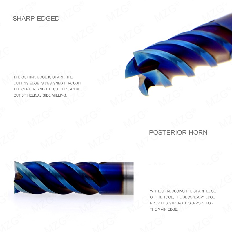 1 cái HRC65 Vonfram cacbua 4 sáo Nano Blue Coating End Mill Shank 4 6 8 10mm Hợp kim nhôm phay