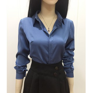 Áo sơ mi nữ công sở 💖Freeship💖Tặng nơ cài áo💖 Áo sơ mi nữ màu xanh cổ đức #chất đẹp, ảnh thật 100%