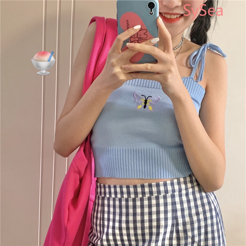 Áo Lửng Hai Dây Thêu Họa Tiết Hoa Quyến Rũ Dành Cho Nữ