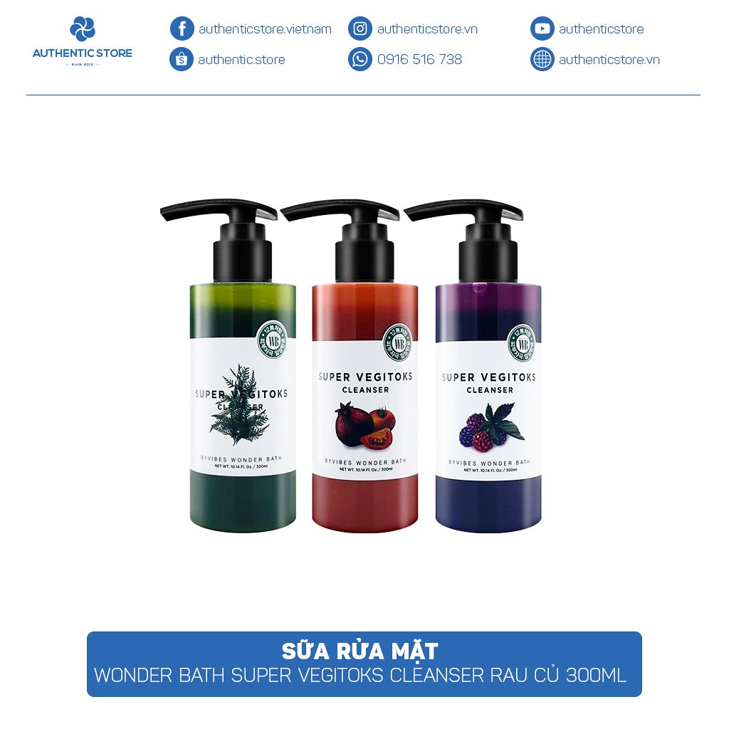 Sữa rửa mặt rau củ Super Vegitoks Cleanser 3 trong 1 làm sạch sâu 300ml