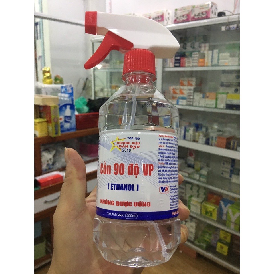 Cồn 90 độ Vĩnh Phúc Sát Trùng Diệt khuẩn có vòi xịt Chai 500ml