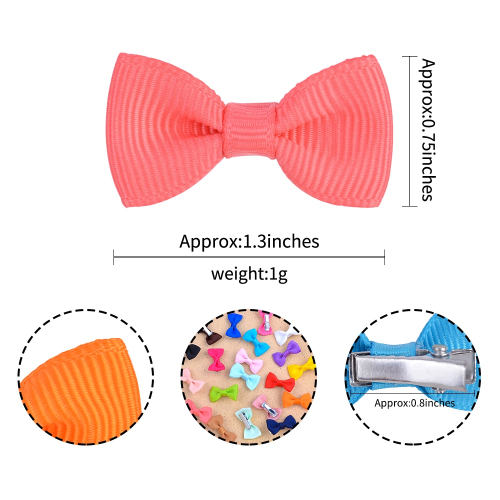 RainBow Bows 1 Kẹp Tóc Hình Nơ Mini Màu Trơn Xinh Xắn Cho Bé Gái