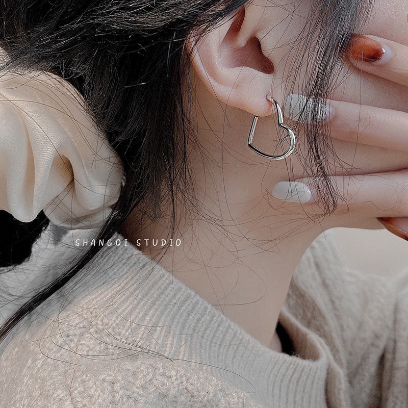 Bông tai hình trái tim phong cách Hàn Quốc thời trang