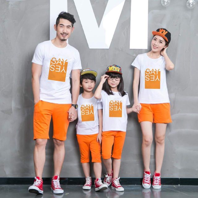 Áo gia đình 3/4/5 người đồ đôi mẹ và bé thun cotton dày dặn mẫu đồng phục gia đình SAY YES |  GIÁ SĨ