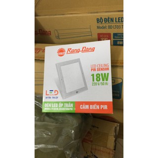Đèn led ốp trần 18w cảm biến Rạng Đông PIR vuông 220mm - 231