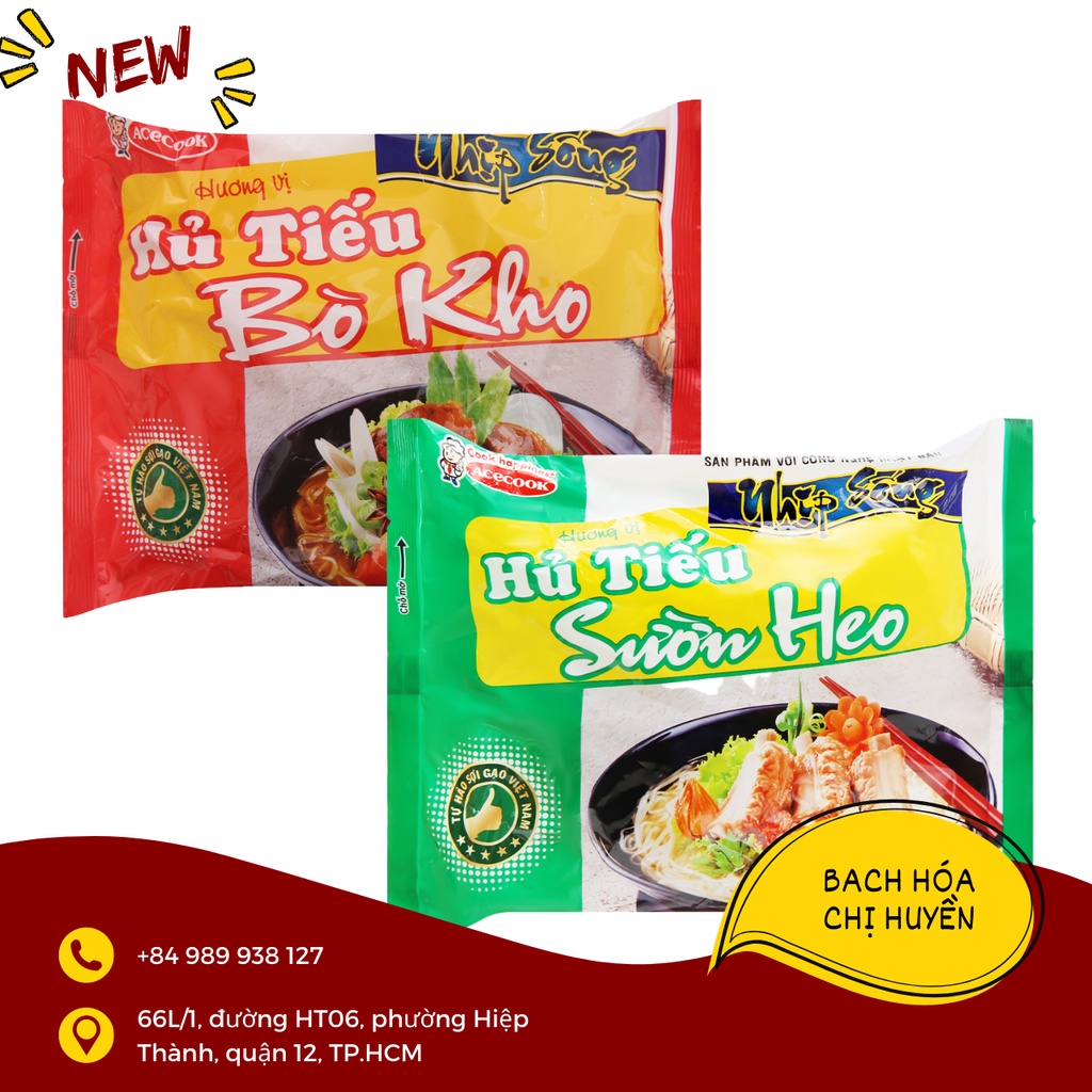 COMBO 10 gói Hủ tiếu BÒ KHO / SƯỜN HEO Nhịp Sống gói 70g