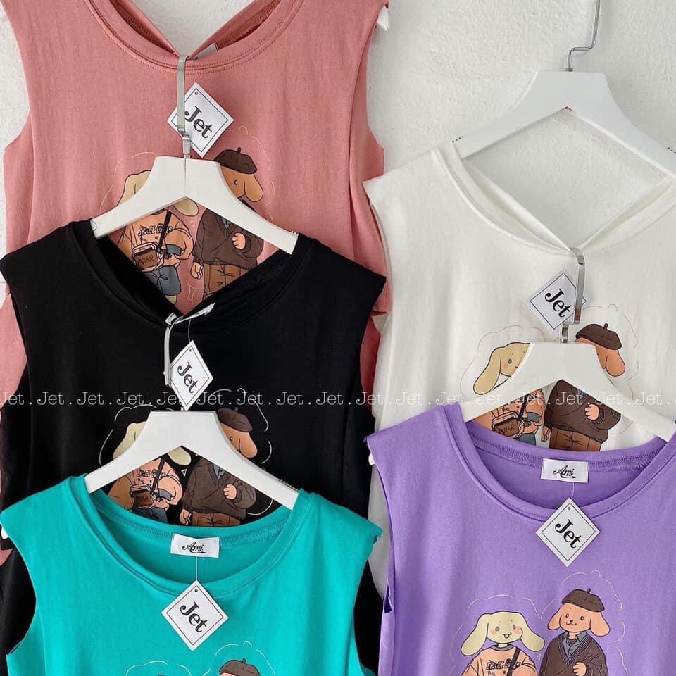 Set áo tanktop kèm áo trong hot trend 2 món dưới 70kg tabistore - Cặp đôi thỏ