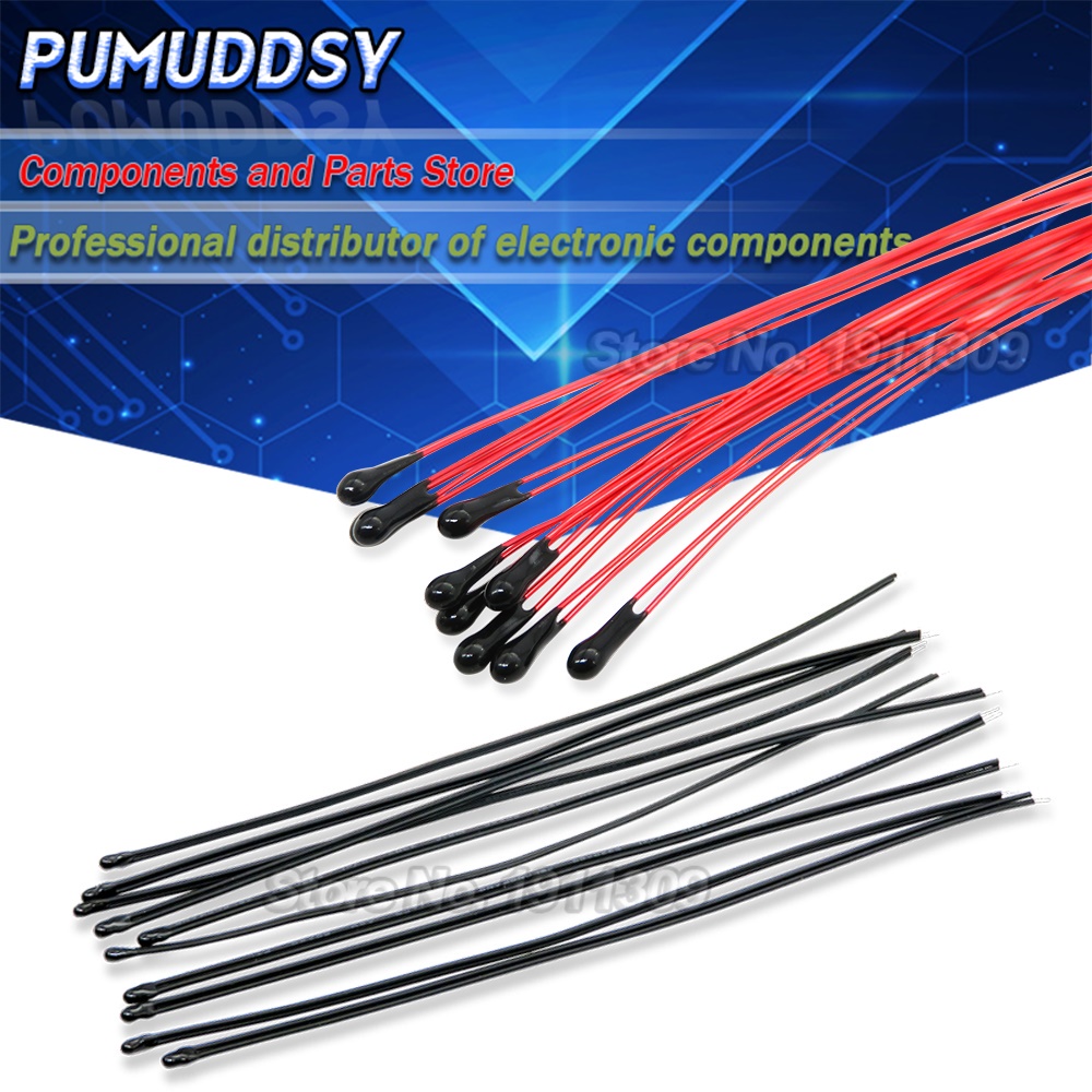 10 CÁI Điện trở nhiệt điện trở NTC MF52B MF52D 10K 100K Đầu dò dây đeo B3950 B3435 1% 10CM Cảm biến 