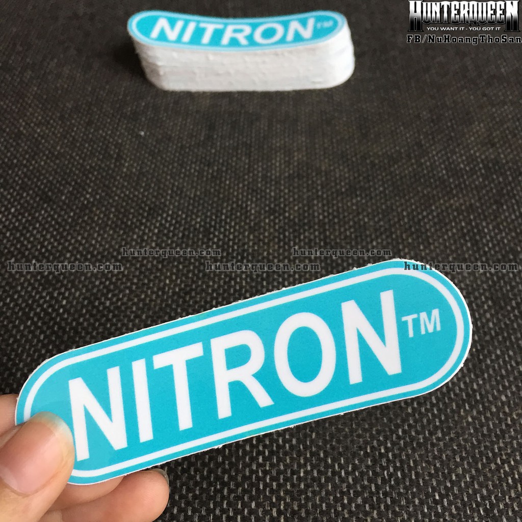 NITRON [10X3cm] decal cao cấp chống nước, sắc nét, bền màu, dính chặt. Hình dán logo trang trí mọi nơi