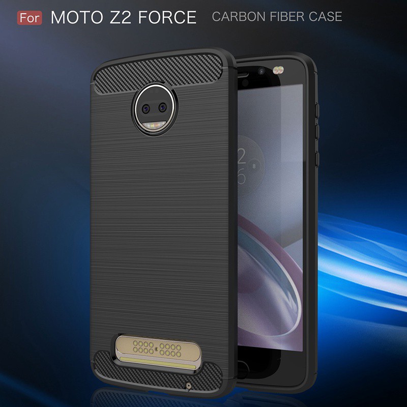 Ốp điện thoại silicon Motorola Moto Z2 Force thiết kế phủ sợi carbon cao cấp