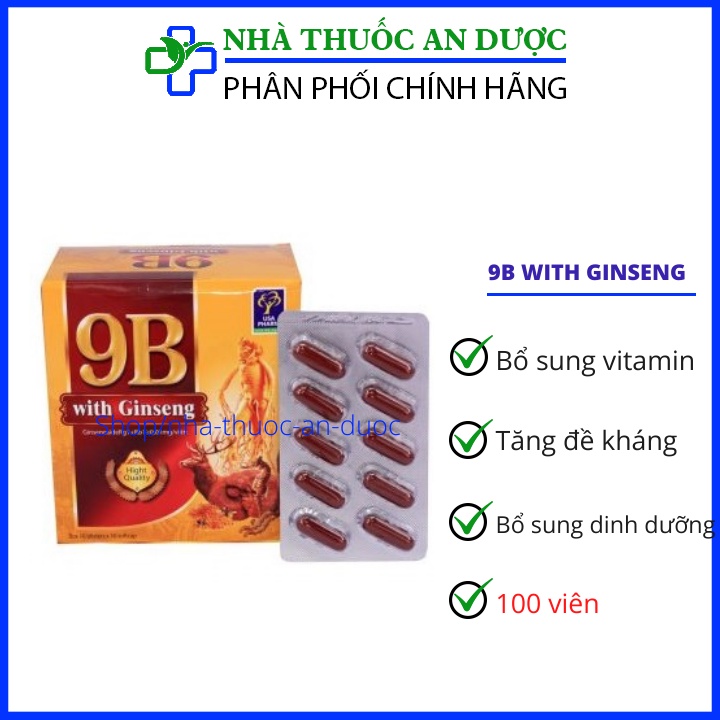 Vitamin tổng hợp 9B With Ginseng bồi bổ cơ thể, tăng sức đề kháng cho trẻ em người lớn Hộp 100 viên