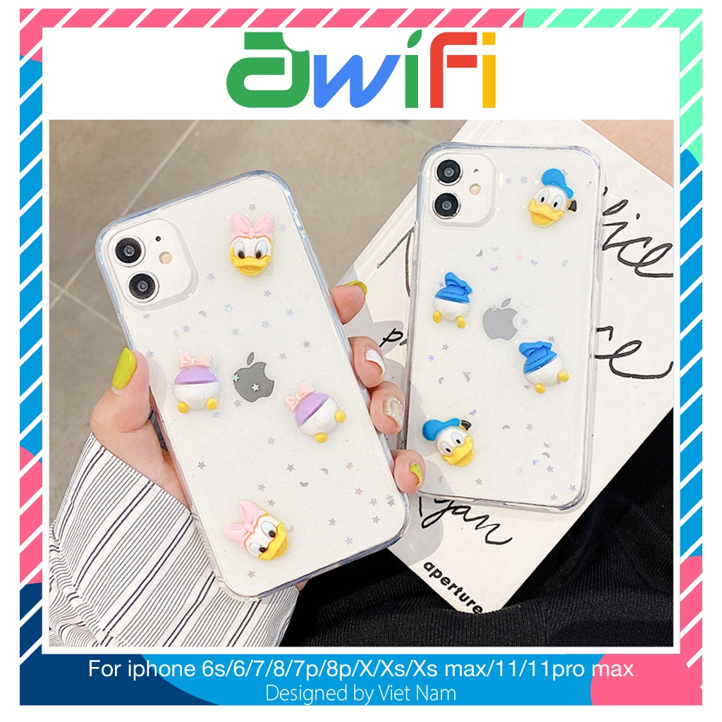 Ốp iphone - Ốp lưng 3d Vịt Donald ( hình nổi ) 6/6splus/7/8/7plus/8plus/x/xs/xsmax/11/11promax - Awifi Case