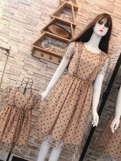 Set mẹ bé voan lưới bi
