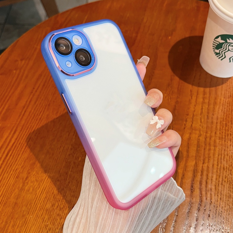 Ốp Điện Thoại Cứng Trong Suốt Chống Sốc Màu Gradient Cho iPhone 14 13 12 11 Pro Max