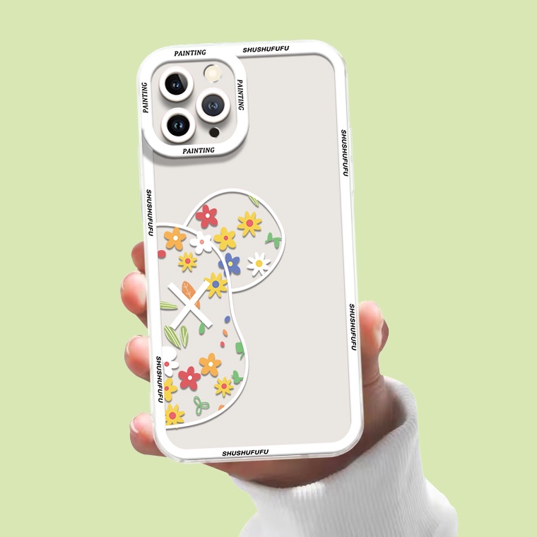 Ốp Điện Thoại Silicon TPU Mềm Trong Suốt Họa Tiết Hoa / Gấu Cho IPhone 13 12 11 Pro XS Max X XR 8 7 6 6S Plus