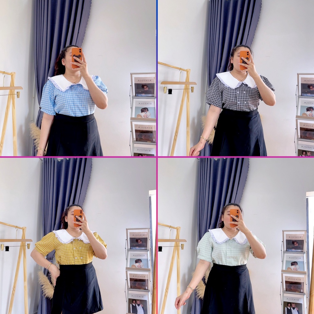 Áo Sơ Mi Nữ Bigsize Cổ Bèo Form Rộng,Áo Kiểu Nữ tay Ngắn Lên Phom Cực Xinh Dễ Thương MÃ AK4