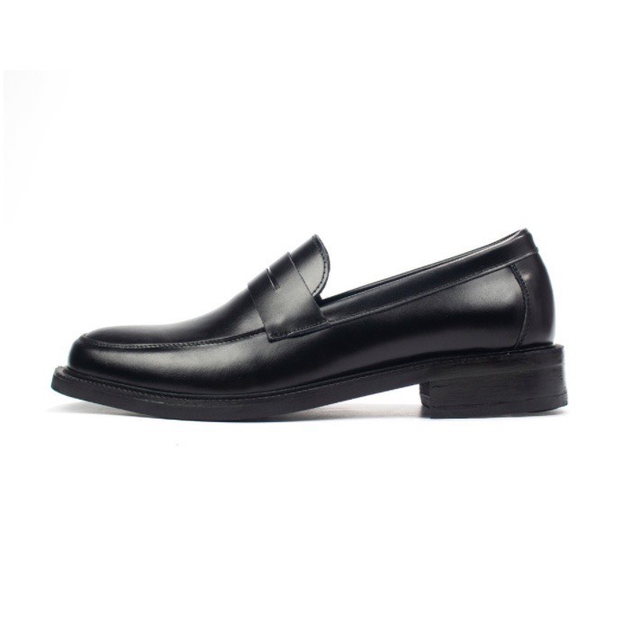 Giày Lười - Penny Loafer Màu Trắng Da Bò - Đế Cao Su Đúc,Tăng Chiều cao 4cm BH 12 Tháng