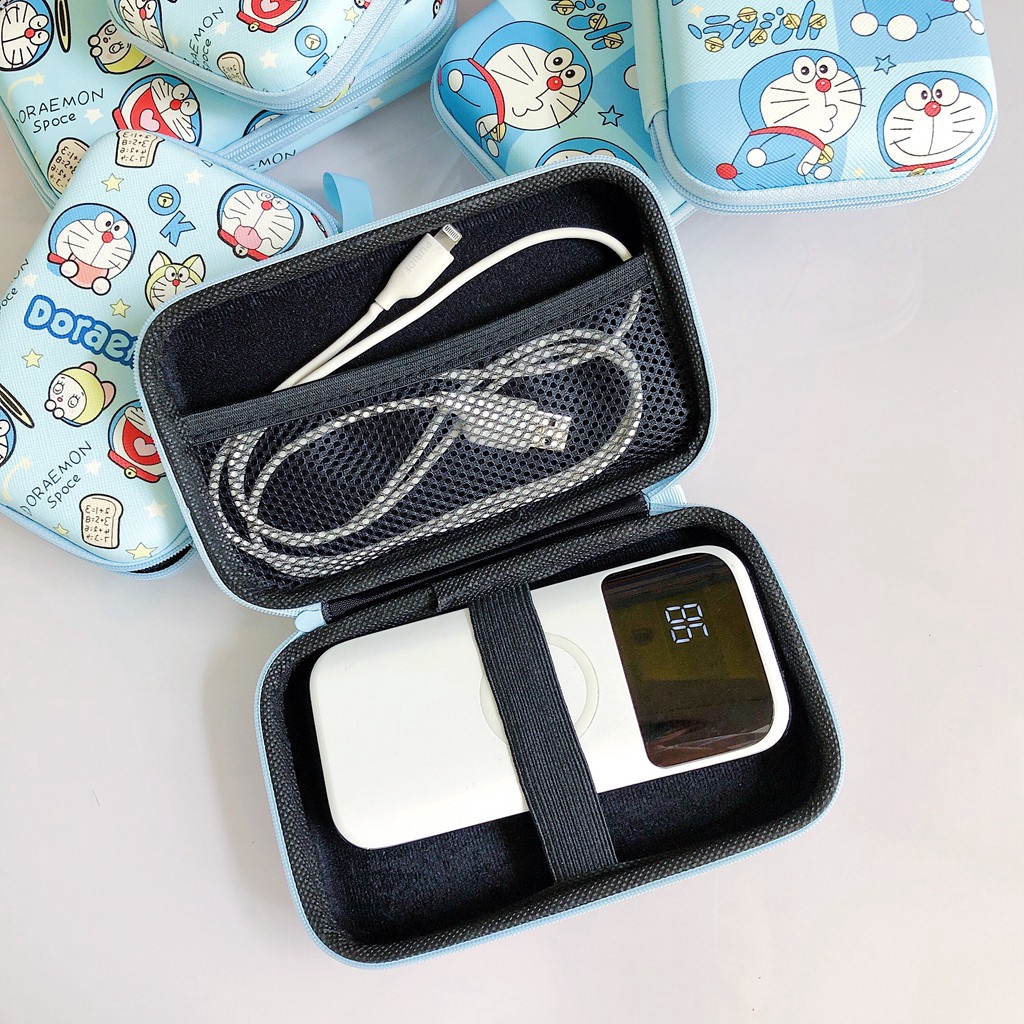 Doraemon Túi Đựng Tai Nghe / Tiền Xu / Mỹ Phẩm Họa Tiết Hoạt Hình Dễ Thương Tiện Dụng Mang Theo Du Lịch