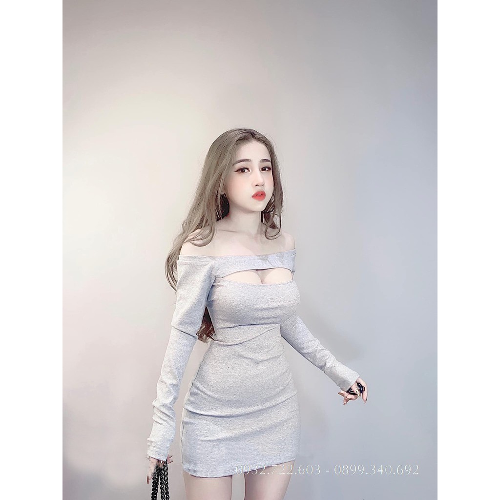 Đầm Body Tay Dài Sexy Khoét Ngực | BigBuy360 - bigbuy360.vn