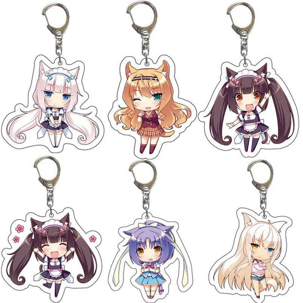 Móc khóa SKJK bằng nhựa acrylic hình anime Nekopara dễ thương chất lượng cao