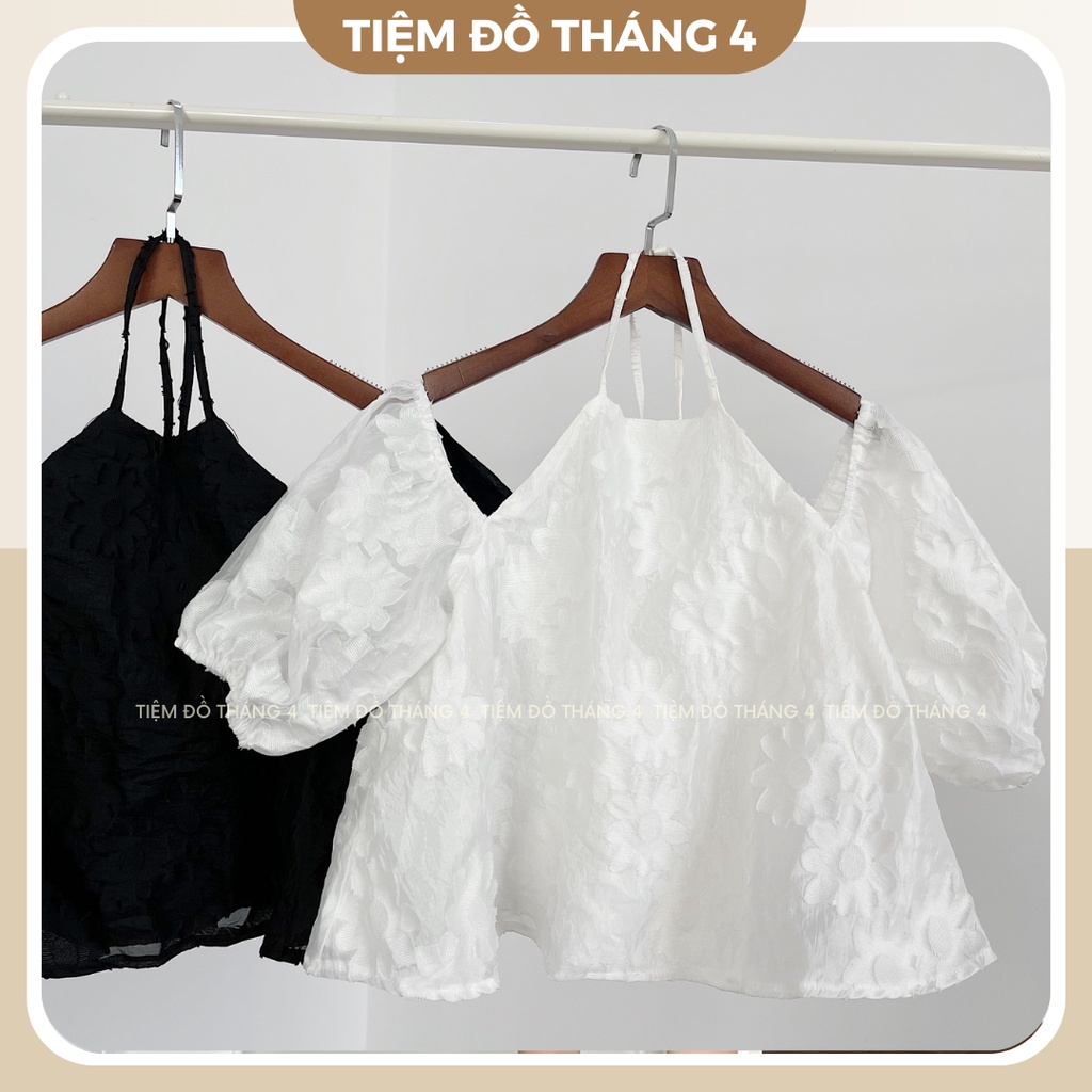 Áo Cổ Yếm Trễ Vai Hở Lưng Nữ Tính Chất Vải Voan TIỆM ĐỒ THÁNG 4 PINA TOP