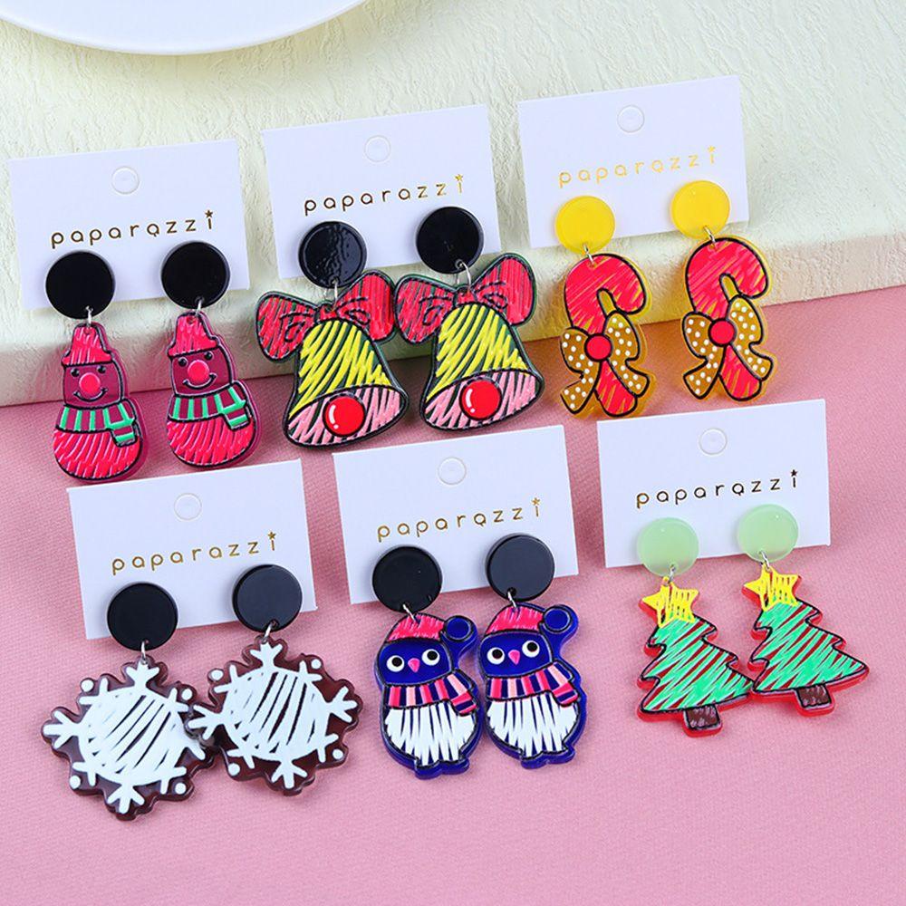 Bông Tai Acrylic Hình Hoa Tuyết / Chuông Giáng Sinh Thời Trang Cho Nữ