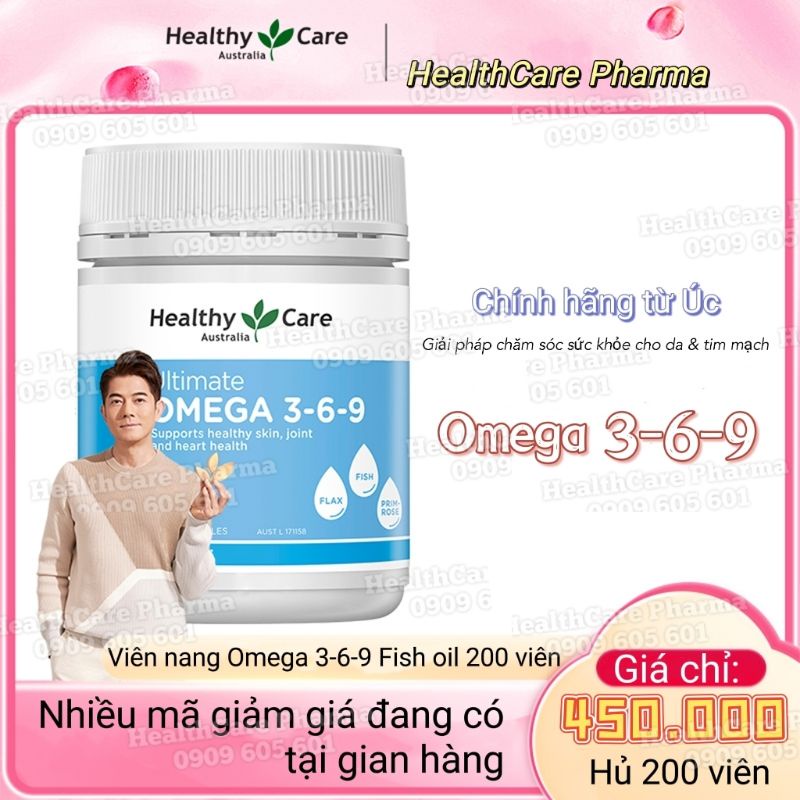 Chính hãng từ Úc Healthy Care Fish Oil Omega 3-6-9 Ultimate Viên uống dầu cá bổ sung Omega 369 hỗ trợ tim mạch trí não