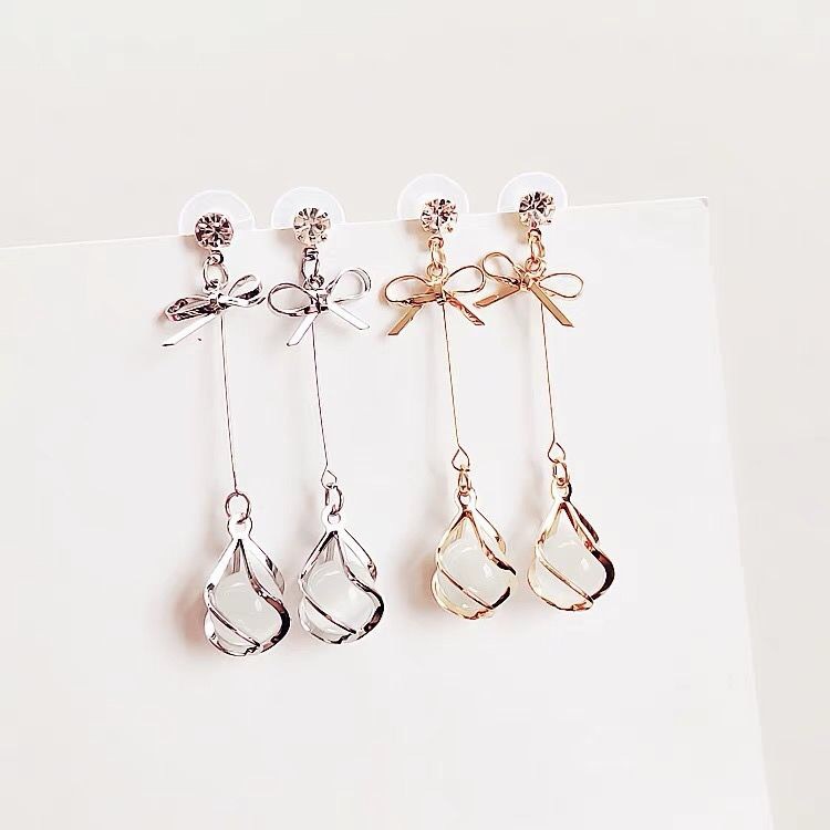 Khuyên Tai Nơ Rỗng Nhỏ Phong Cách Mới Đơn Giản Hợp Thời Trang Cho Nữ