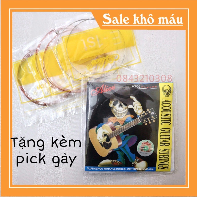 (GIÁ SẬP SÀN) Bộ dây đàn guitar Acoustic Alice A206 tặng kèm pick gảy đàn khi mua cả bộ