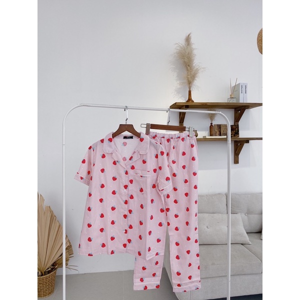 Bộ mặc nhà pijama bộ thô tay cộc quần dài nhiều màu