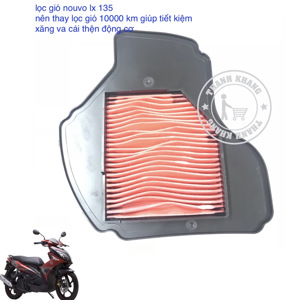 Lọc gió xe máy (tặng áo mưa nhỏ) sirius,ex135,ex150,airblade,pcx,winner,sh thoáng khí.tăng 30% 40% hiệu suất vào động cơ