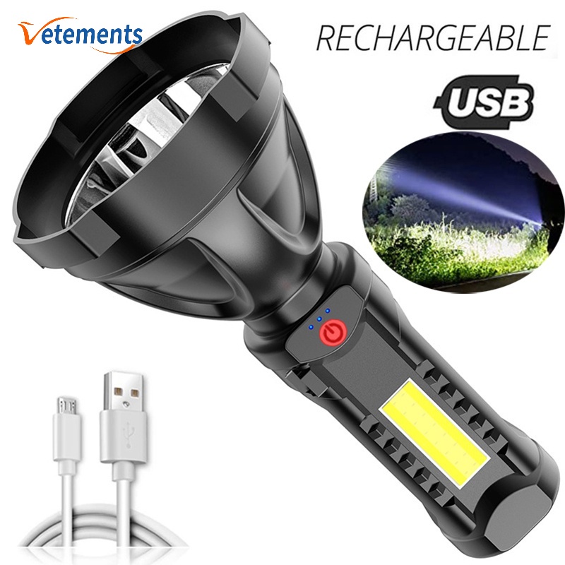 Đèn Pin LED Cầm Tay 3 Chế Độ Sáng Chống Nước Có Thể Sạc Lại Bằng Cổng USB