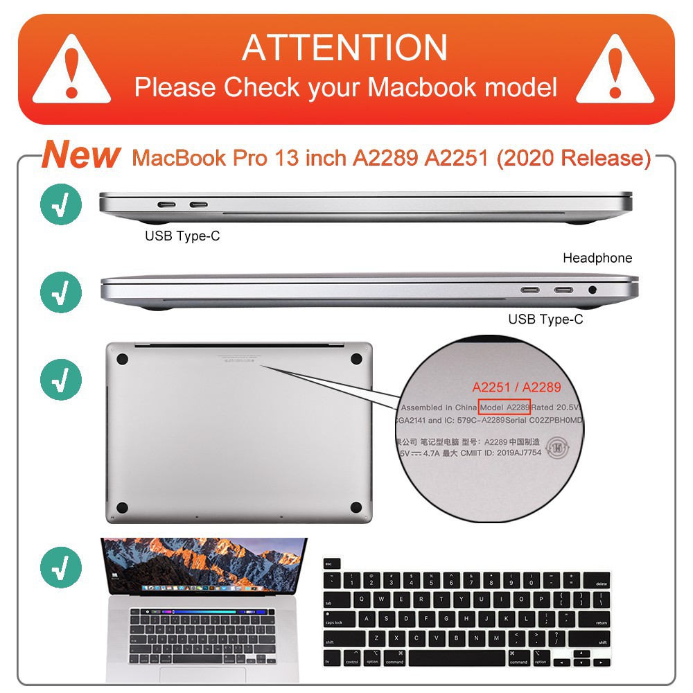 Vỏ bảo vệ trong suốt dạng nhám cho Macbook Pro 13 năm 2020 Touch Bar mẫu A2289 A2251