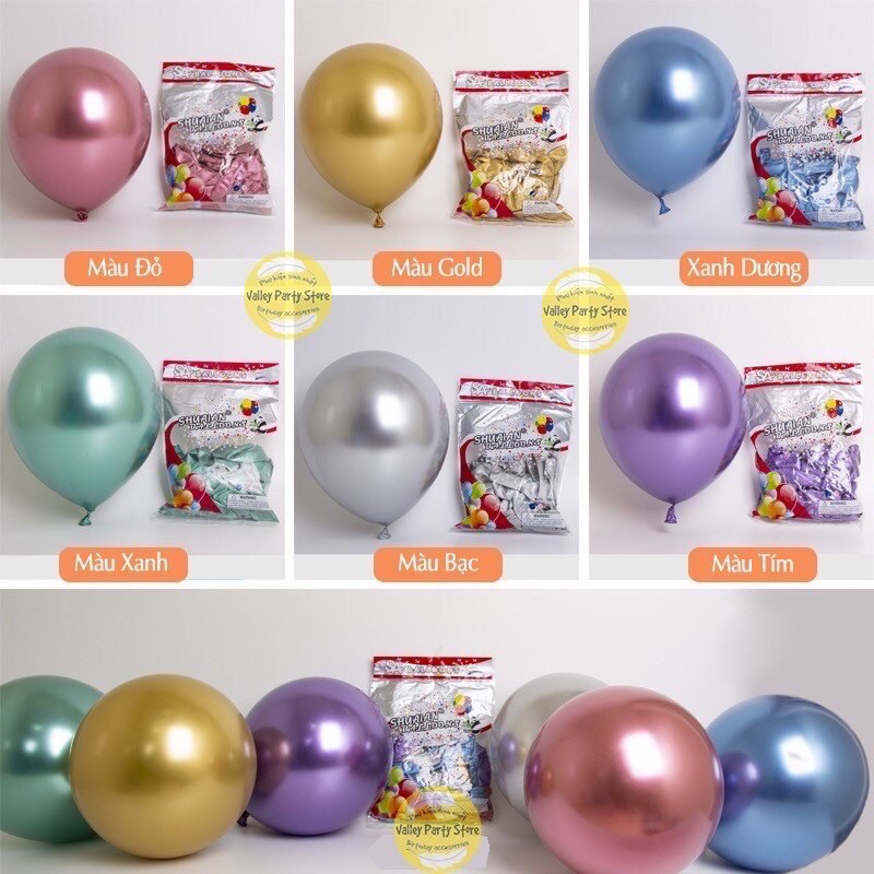 Set 30/50/100 bóng tròn mạ crom kết chùm trang trí tiệc sinh nhật, phòng cưới