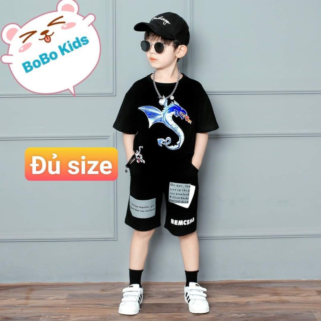 Bộ thun cộc tay bé trai BiBo Kids chính hãng size 12-45kg cotton chính phẩm 4C loại 1